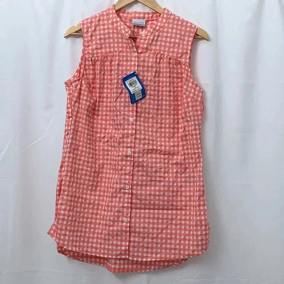 Women’s Columbia Cherry Creek Lane Sleeveless Tunic Size Medium Pink/White NWT - Picture 2 of 8